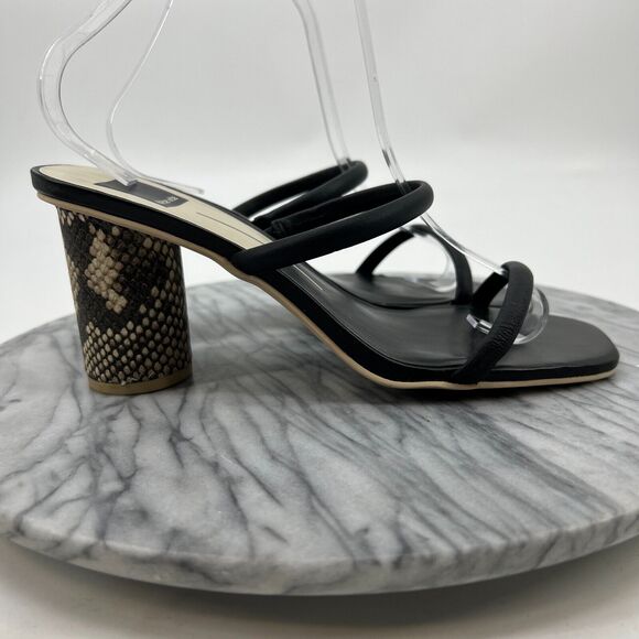 Dolce Vita Noles Heels Womens 9.5 Black Faux Leather Cone Heel Strappy Open Toe - Picture 2 of 9